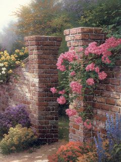 Thomas Kinkade - Flowers Painting