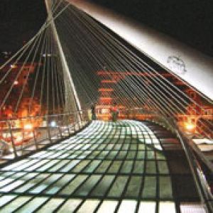 Zubizuri Bridge at night Bilbao