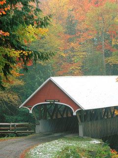 Flume Covered Bridge in Autumn
