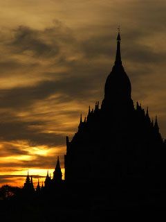 Temple with a Backdrop of Sunrise in Myanmar