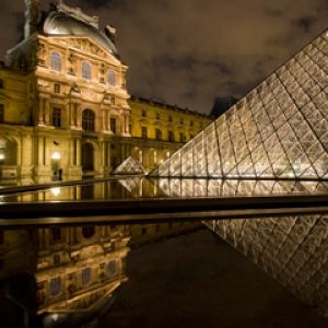 Louvre Pyramid at Night - Paris - France