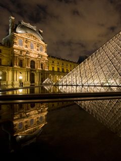 Louvre Pyramid at Night - Paris - France
