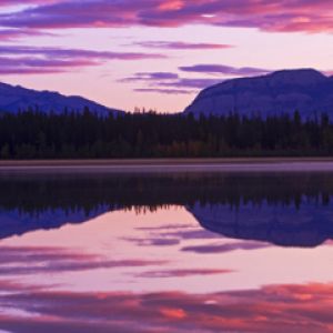 Clouds Reflecting in Jasper Lake at Dawn