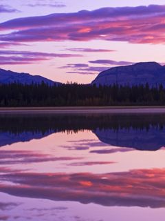 Clouds Reflecting in Jasper Lake at Dawn
