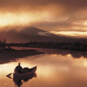 Canoeist at Sunset - Bowron River