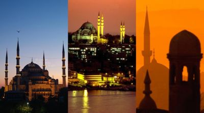 Istanbul Skyline pri Západe Slnka