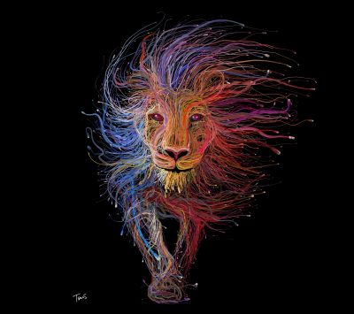 Pestrofarebný lev