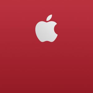 Apple logo na červenom